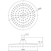 Acl 200mm Plastic Round Shower Head